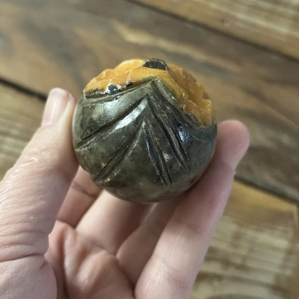 Alabaster Hand Carved Vintage Owl Paperweight Figurine 2